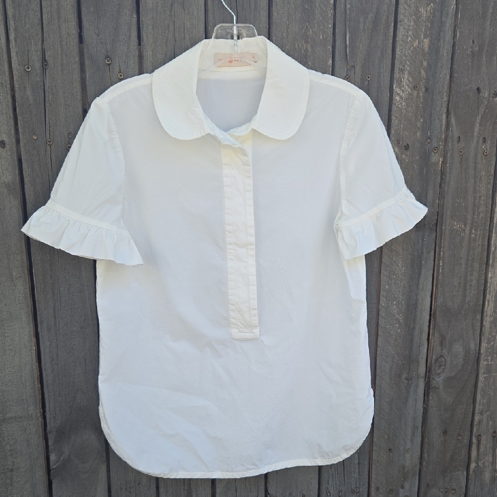 TORY BURCH White Ruffle Sleeve Blouse